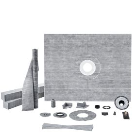 VEVOR Shower Curb Kit, 60"x48" Shower Pan Kit with 2" PVC Central Flange, Waterproof Membrane, Stainless Steel Grate and Joint Sealant